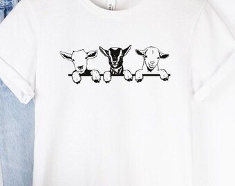 Goats Shirt, Farm Animal T-shirts, Farmer Girl Shirts, Goat Shirt for Men Women, Farmer Sibling T-shirts, Goat Lover Tee, Cute Goats Shirts