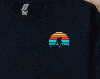 Big Foot Sunset Sweatshirt, Adventure Sweatshirt, Camping Pocket Sweatshirt, Minimalist Yeti Sweatshirt, Sasquatch Legend Gift