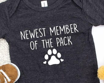 Newborn Coming Home Bodysuit, Baby Announcement Bodysuit, Baby Shower Gifts, Newest Member of the Pack Baby Bodysuit, Cute Newborn Bodysuit