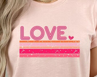Retro Love Heart T-Shirt, Valentine's Day Gift, Couple Tee