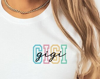Pocket Cute Gigi Shirt, Minimalist Grandmother Shirt, Mother's Day T-Shirt, Cool Nana T-Shirt, Gift for Gigi Shirt, Grandma Mimi Gigi Tee