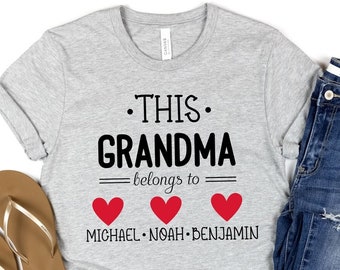This Grandma Belongs To Shirt, Grandma Shirt With Grandkids Names, Personalized Grandma Shirt, Mother's Day Shirt for Grandma, Nana Shirt