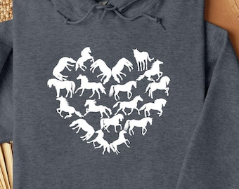 Horse Heart Graphic Hoodie, Equestrian Lover Apparel, Country Girl Style