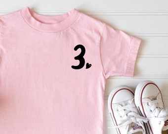 Minimalist 3rd Birthday Shirt, Pocket Girls 3rd Birthday, 3rd Birthday Gift, Birthday Girl Shirt, Three Birthday Tshirt, 3rd Birthday Party