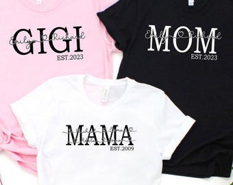 Custom Mom Shirt, Kids Names Shirt, Mother's Day Gifts, Personalized Gigi Shirt, Cool Mom T-shirts, Cute Mom Life Shirt, Favorite Mama Tee