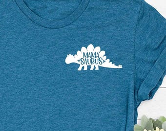 Mamasaurus Pocket T-Shirt, Funny Mommy Dinosaur Minimalist Shirt, Mother's Day Gift, Pregnancy Announcement Tee, Cute Birthday Party Shirt
