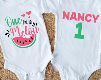 One in a Melon Girls First Birthday Shirt, Watermelon 1st Birthday Shirt, First Birthday Shirt, One in a Melon Bday Party, Melon Party Tee