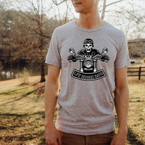 Motorcycle Shirt, Life Behind Bars Cool Motorcycle Tee, Skeleton Decal Biker Shirt, Motorcycle Skull Tee, Motorcycle Lover Shirt, Rider Gift image 2