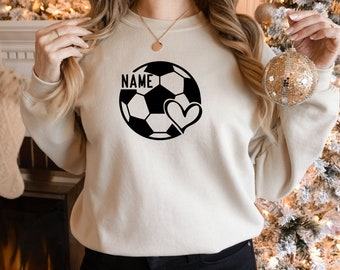 Personalized Soccer Mom Sweatshirt, Custom Soccer Name Sweatshirt, Custom Soccer Ball Hoodie, Sport Parents Sweatshirt, Soccer Lover Outfit