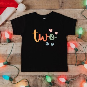 Two Birthday Shirt With Hearts, Second Birthday T-shirt, Kids Birthday Shirt, Toddler Birthday Tee, Girl Birthday Shirt, 2nd Birthday Tee image 3