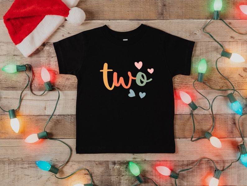Two Birthday Shirt With Hearts, Second Birthday T-shirt, Kids Birthday Shirt, Toddler Birthday Tee, Girl Birthday Shirt, 2nd Birthday Tee image 3