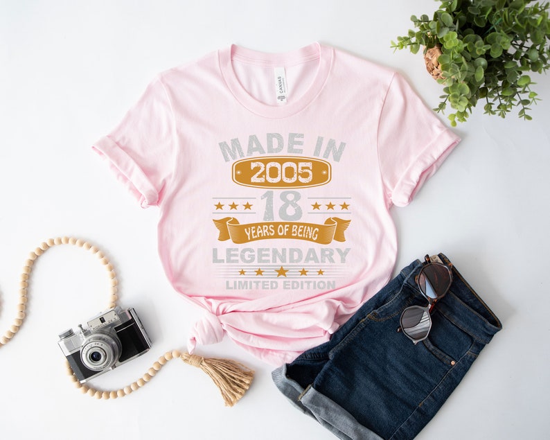 18th birthday Shirt, 18th Birthday Gifts For Her And Him, 18th Birthday Gift Idea, 18 Years Old Gifts, Eighteen Birthday Shirt, Born in 2005 image 6