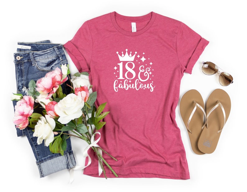 18th Birthday Shirts, 18 And Fabulous, 18th Birthday Gift, Eighteen Birthday Tee, 18 Years Old Tee, Gift For 18th Birthday, Turning 18 Gift image 1