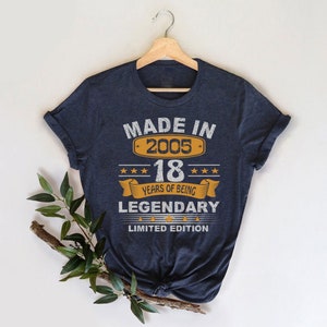 18th birthday Shirt, 18th Birthday Gifts For Her And Him, 18th Birthday Gift Idea, 18 Years Old Gifts, Eighteen Birthday Shirt, Born in 2005 image 2