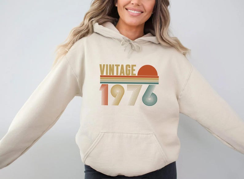 Birthday Hoodie, 50th Birthday Hoodie, Vintage 1976 Hoodie, 50th Birthday Hoodie, 50th Birthday Gift For Men Hoodie, Husband Birthday Hoodie imagem 1