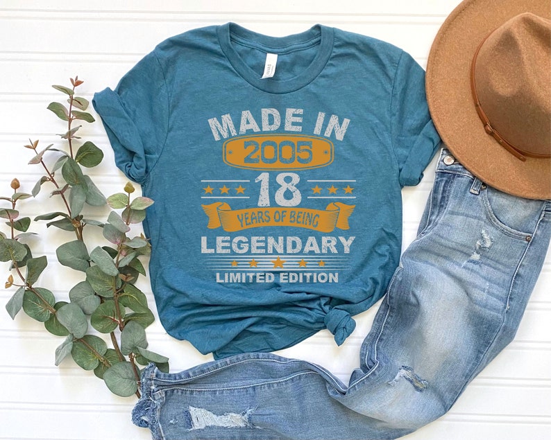 18th birthday Shirt, 18th Birthday Gifts For Her And Him, 18th Birthday Gift Idea, 18 Years Old Gifts, Eighteen Birthday Shirt, Born in 2005 image 3