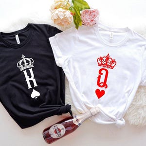 King and Queen Shirt, Valentines Day T-shirts, Couple Shirts, King of Spades and Queen of Hearts Shirt, Wifey and Hubs Tee, His and Hers Tee