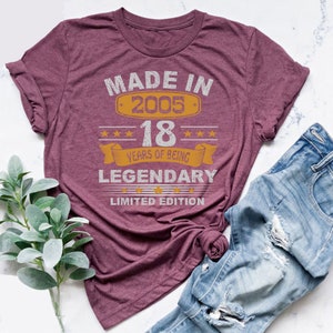 18th birthday Shirt, 18th Birthday Gifts For Her And Him, 18th Birthday Gift Idea, 18 Years Old Gifts, Eighteen Birthday Shirt, Born in 2005 image 7