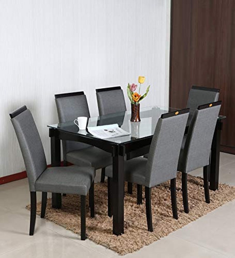 Indian 6 Seater Dining Set Black And Grey Standard Size Indian 6 Seater Dining Set Black And, 6 Seat Dining Room Table Dimensions