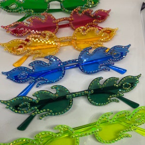 Twin Flames- Flame Shaped Rhinestoned Sunglasses