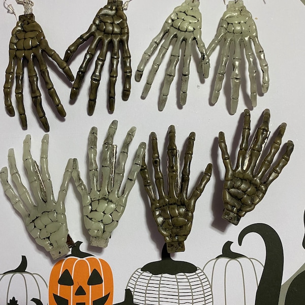 Skeleton Hands- Regular and Glow in the Dark, Earrings and Hairclips