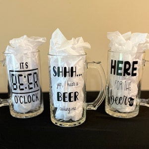 Beer Glass with Funny Saying, Funny Beer Quote Series, Glass Custom Beer Mug, Personalized Beer Mug