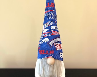 Buffalo Bills Inspired Gnome, Go Buffalo Gnome, Bills Fan Gift, NFL Home Decor, Bills Fabric Hat includes Bills Banners & Symbol,