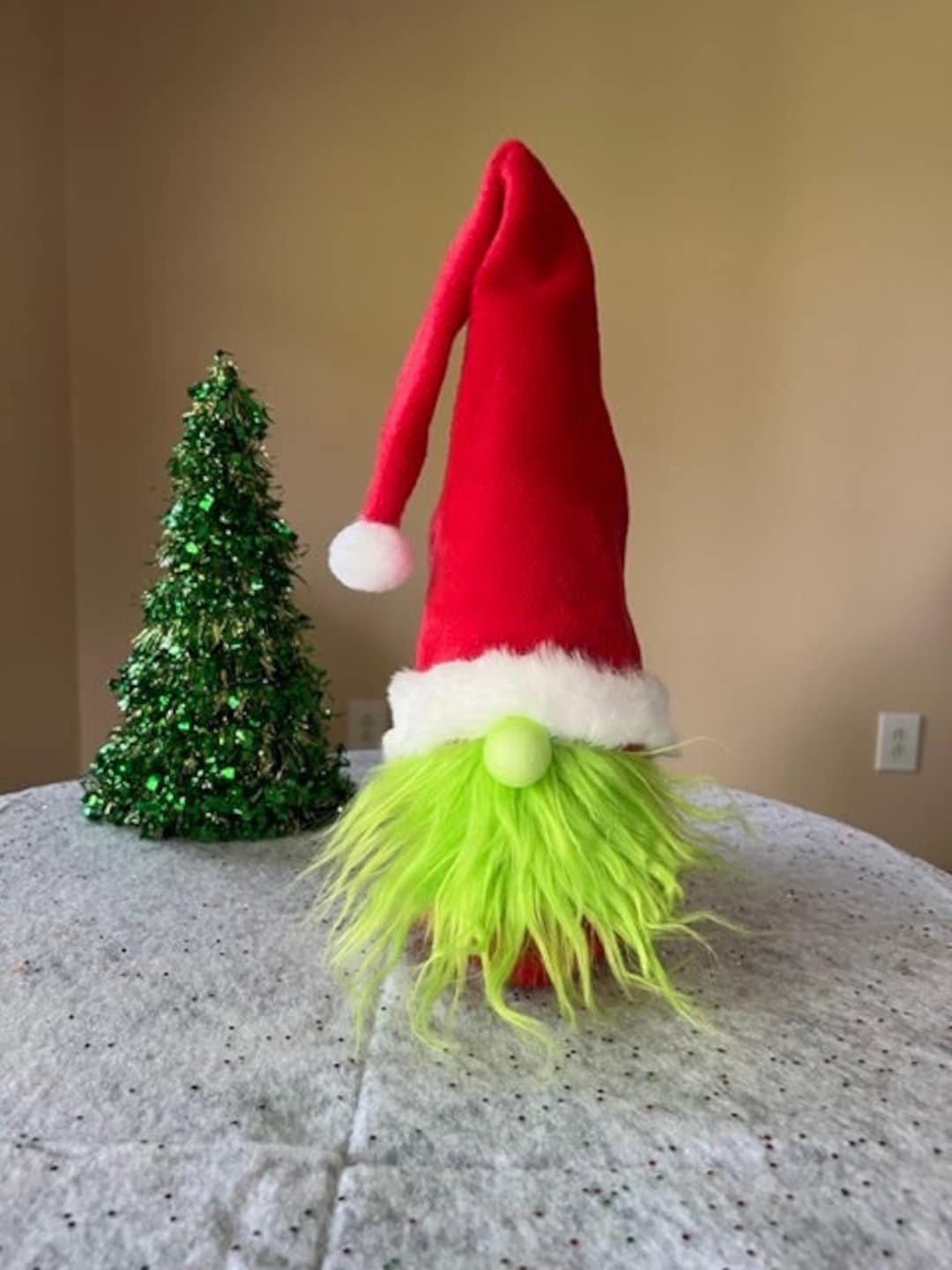 Grinch Gnome, Grinch Gnome With Santa Hat, Christmas Gnome, he's