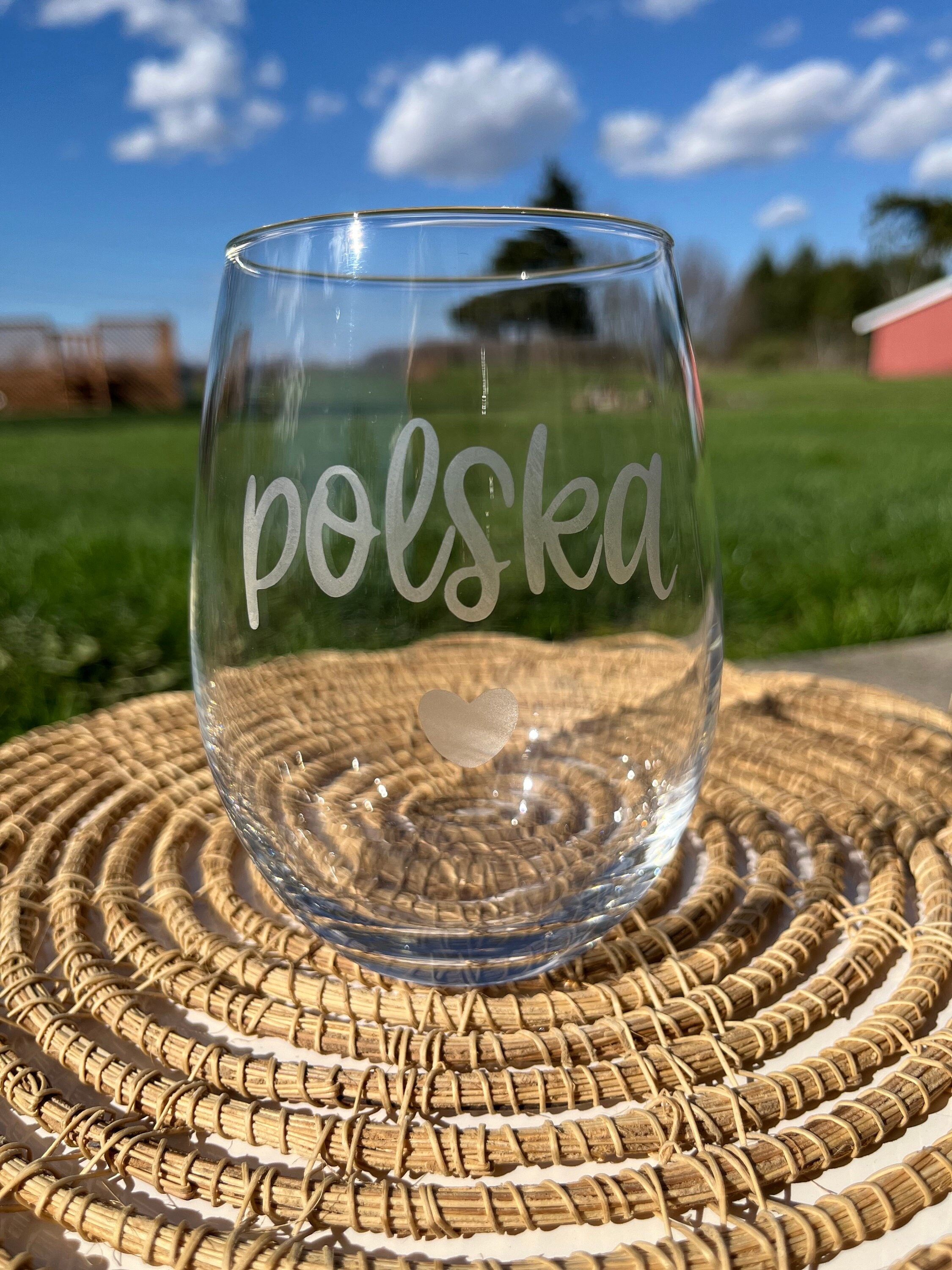 Blue Rose Polish Pottery Confetti Wine Glasses - Set Of Green Accented Hand Blown 10 Oz Glasses - View #9