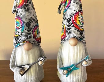 Grateful Dead Gnome, Band Gnome, Little Rocker Gnomes, Dead Head Gift Idea, Handmade Psychedelic Rock Nostalgia Gnome