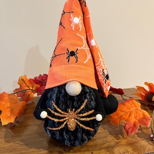 Spider Gnome, Spooky Spiderweb Gnome, Halloween Gnome, Glittered Spider, Handmade Seasonal Indoor Gnome, Halloween Gift Idea, Tomte, Nisse