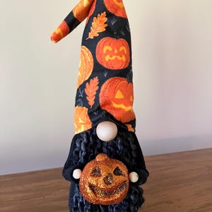 Jack-O-Lantern Gnome, Pumpkin Gnome, Black and Orange Autumn Gnome, Spooky Halloween Gnome, Fall Gnome Decor, Spooky Season, Tomte, Nisse