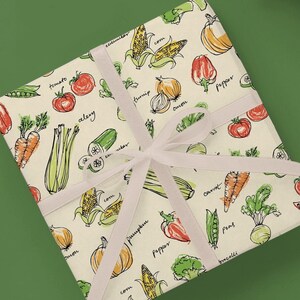Eat Your Veggies Wrapping Paper Roll, Farmers Market Gift Wrap, Farm Stand Vegetables, Food Lover Gift, Foodie Paper, Greenhouse Garden