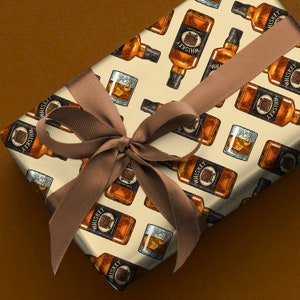 Whiskey Bottle Wrapping Paper Roll, Bourbon Gift Wrap, Alcohol Wrapping Paper, Whiskey Drinkers, Whiskey Party Decor, Bachelor Party Gift