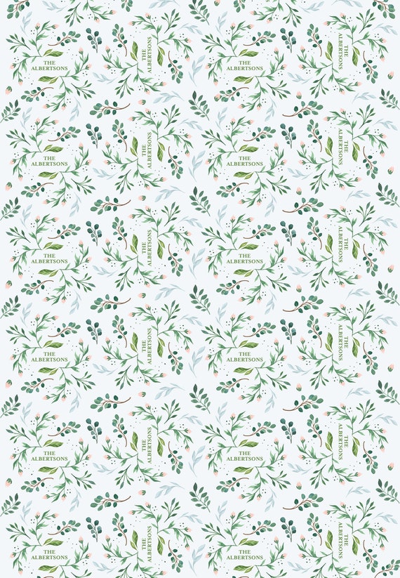 Textured Green Metallic Large Wrapping Paper, Xmas Embossed Food
