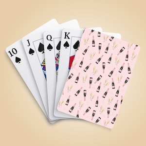 Pink Champagne Deck of Cards, Champagne Bubbly Playing Cards, Bachelorette Party Gift, Engagement Party Favor, Custom Game Night Card Set