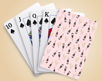 Pink Champagne Deck of Cards, Champagne Bubbly Playing Cards, Bachelorette Party Gift, Engagement Party Favor, Custom Game Night Card Set