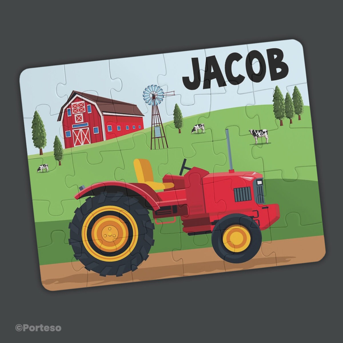 Personalized Tractor Puzzle on the Farm Toddler Puzzle Etsy