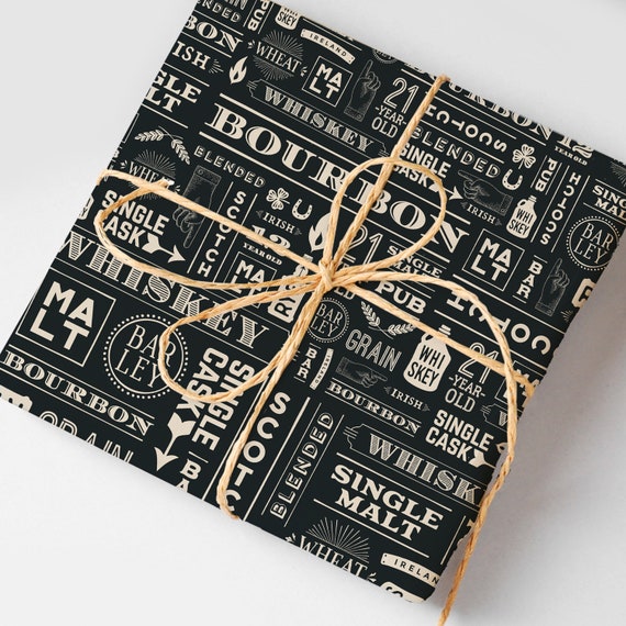 Whiskey and Bourbon Wrapping Paper Roll, Alcohol Gift Wrap, Bourbon Party  Gift, Vintage Style Scotch Gift Wrap, Whiskey Party Decor 