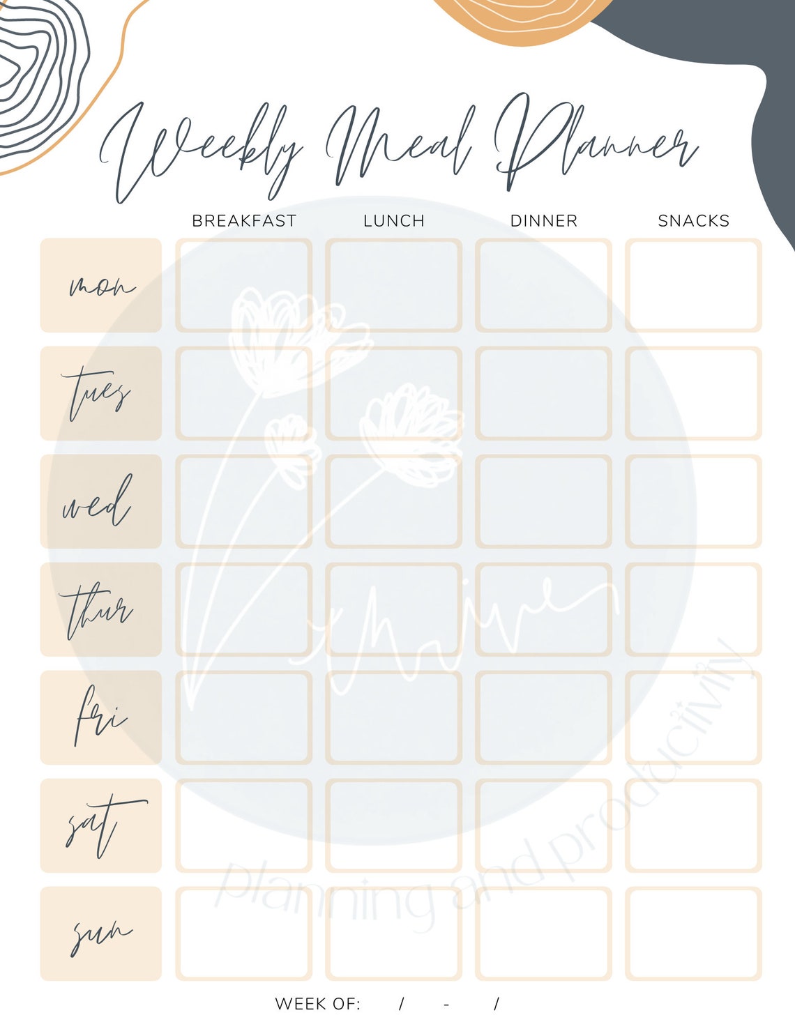 Downloadable Weekly Meal Planner Template Meal Planner - Etsy