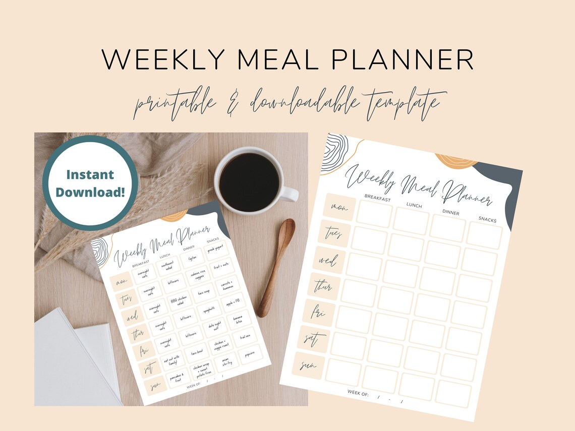 Downloadable Weekly Meal Planner Template | Meal Planner Template ...