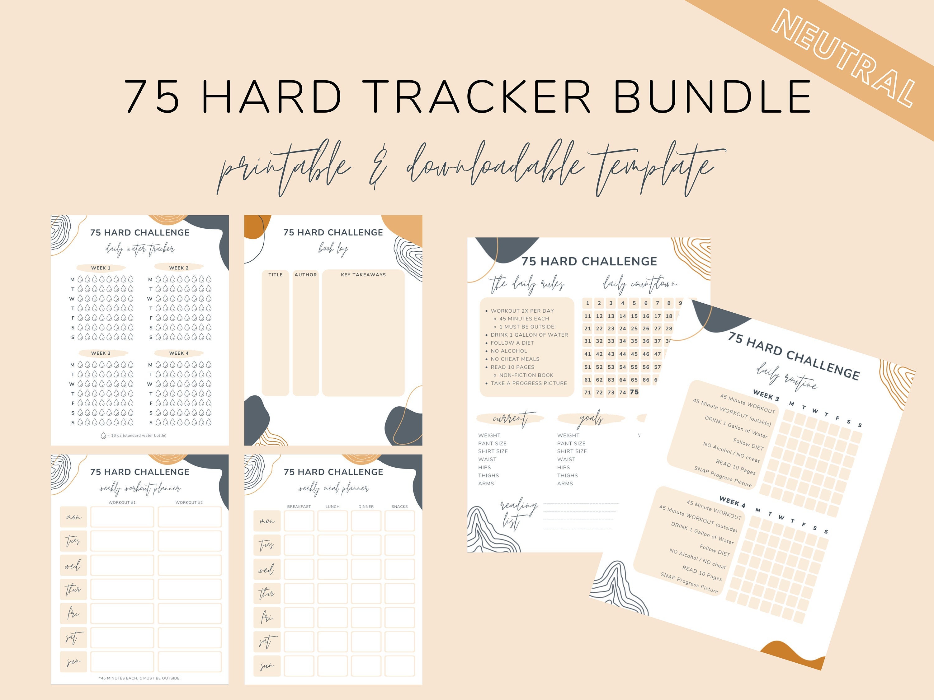 75 hard template - Etsy.de