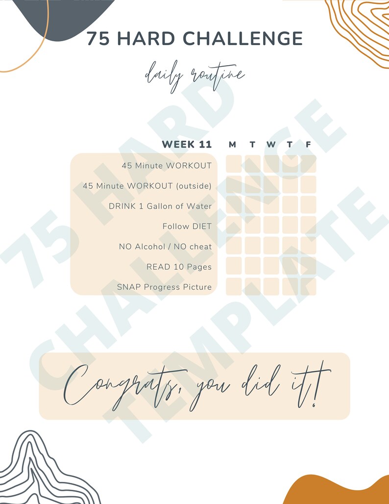 75 Hard Challenge Printable Template BUNDLE NEUTRALS - Etsy