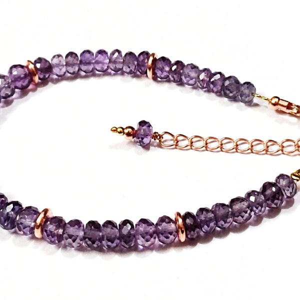 Bracelet alexandrite de qualité AAA++| Bracelet perlé à facettes alexandrite| Perles de pierres précieuses d’Alexandrite étincelantes| Perle d’Alexandrite à changement de couleur