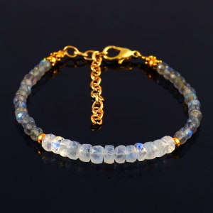 RAINBOW BRACELET&#39;S| AAA+ Natural Rainbow Color Beads Bracelet| Labradorite Gemstone Beads| Blue Flashy Rainbow Beads| Rainbow Beads Gemstone