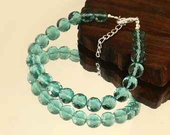 Extremely Beautiful -London Topaz Bracelet Blue London Topaz Faceted Round Beads, AAA++ Blue Topaz Bracelet,Genuine Topaz Beads For Jewelry,