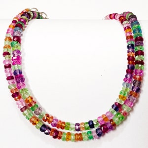 AAAA+ Natural Multi Sapphire Faceted Rondelle Beads Sparkling Sapphire Gemstone Beads Multi Rondelle Beads Necklace Precious Faceted Beads