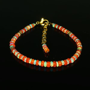 Orange Opal Bracelet|Natural Ethiopian Opal Beaded Bracelet|AAA+ Opal Bracelet|Fire Opal Beads| Opal Gemstone Jewelry| Orange Opal Strand