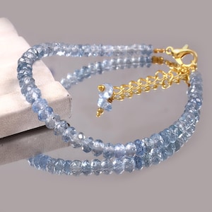 Genuine Aquamarine Bracelet|AAA++ Aquamarine faceted beaded Jewelry| Beaded Bracelets for Women| Fashion bracelets for Her| Bridesmaid gifts