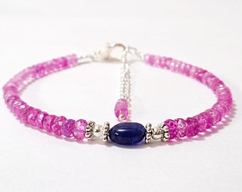 Pink Sapphire Bracelet| Pink Sapphire Faceted Rondelle Beads|Sparkling Sapphire Bracelet|Wholesale Pink Sapphire Beads|Faceted Sapphire Bead